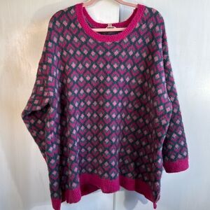Terra & Sky Pink and Gray Patterned Sweater
